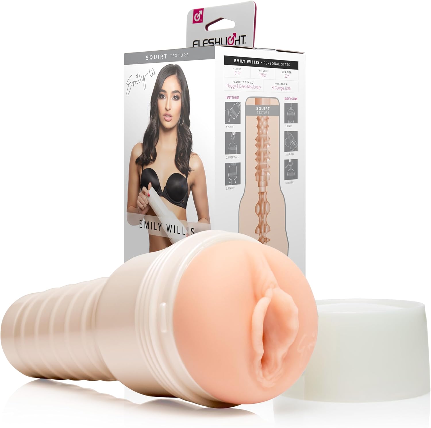 Fleshlight Emily Willis Squirt Mens Silicone Masturbator with Special SuperSkin Textured Pleasure&nbsp;Interior