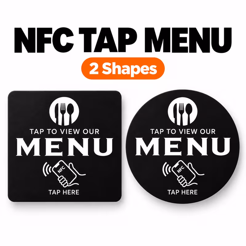 Adhesive NFC tap menu cards